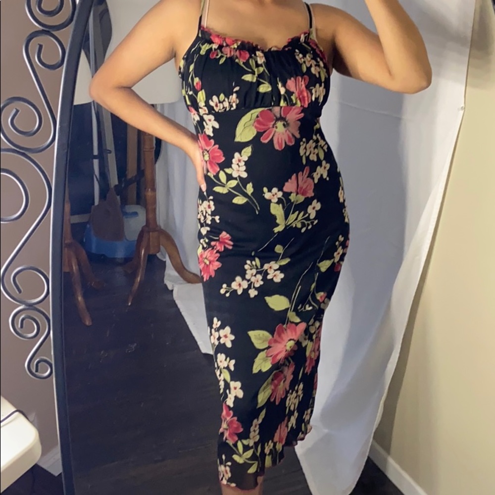 Dark Floral Midi Dress